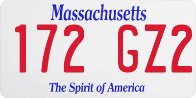 MA license plate 172GZ2