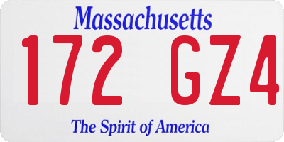 MA license plate 172GZ4