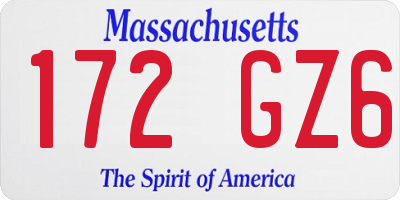 MA license plate 172GZ6