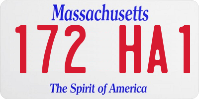 MA license plate 172HA1