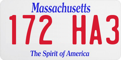 MA license plate 172HA3