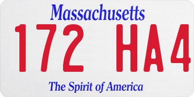 MA license plate 172HA4
