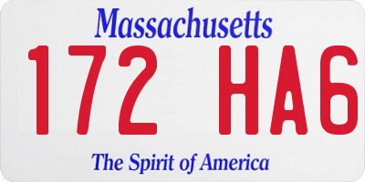 MA license plate 172HA6