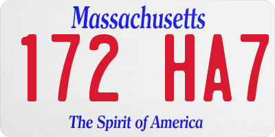 MA license plate 172HA7