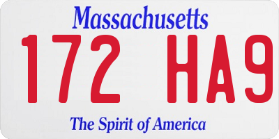MA license plate 172HA9