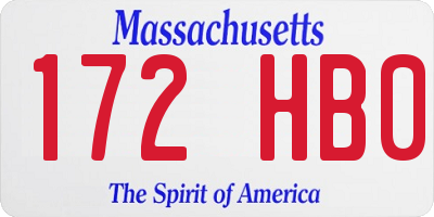 MA license plate 172HB0