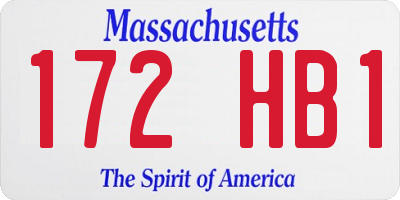 MA license plate 172HB1