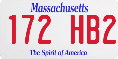MA license plate 172HB2