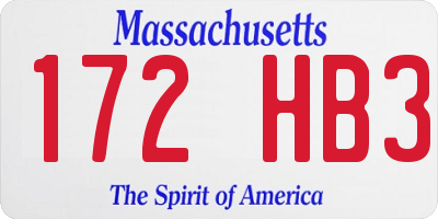 MA license plate 172HB3