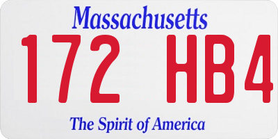 MA license plate 172HB4