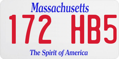 MA license plate 172HB5