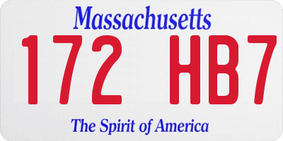 MA license plate 172HB7