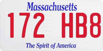 MA license plate 172HB8