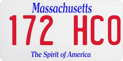 MA license plate 172HC0