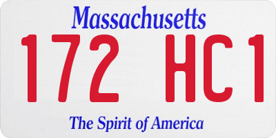 MA license plate 172HC1