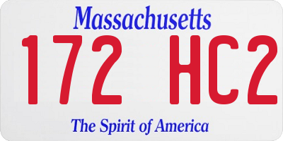 MA license plate 172HC2