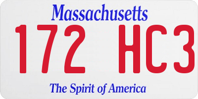MA license plate 172HC3
