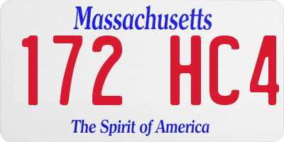 MA license plate 172HC4