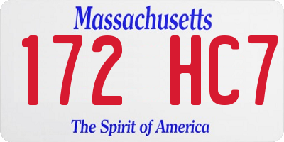 MA license plate 172HC7