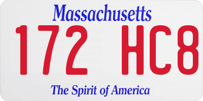 MA license plate 172HC8