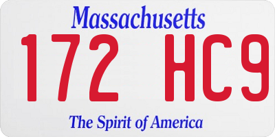 MA license plate 172HC9