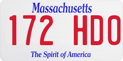 MA license plate 172HD0