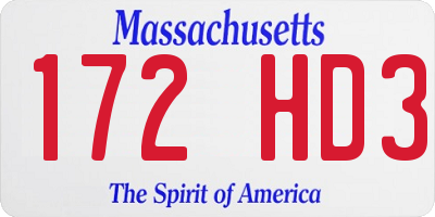 MA license plate 172HD3