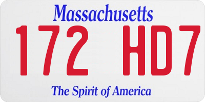 MA license plate 172HD7