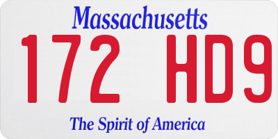MA license plate 172HD9