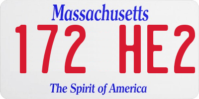 MA license plate 172HE2