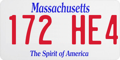 MA license plate 172HE4