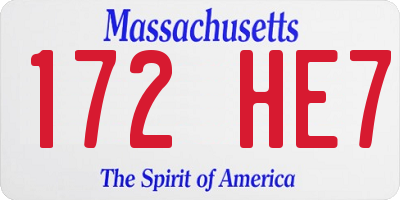 MA license plate 172HE7