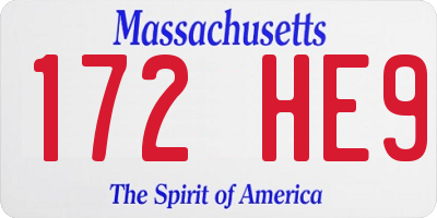 MA license plate 172HE9