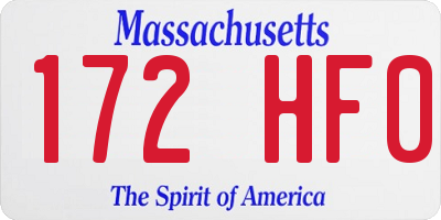 MA license plate 172HF0