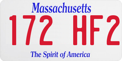 MA license plate 172HF2
