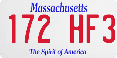 MA license plate 172HF3