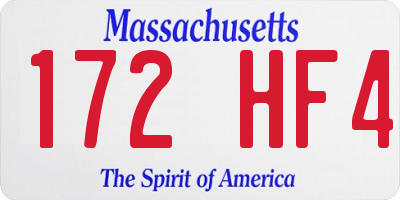 MA license plate 172HF4