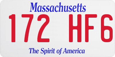 MA license plate 172HF6