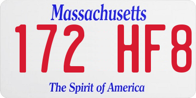 MA license plate 172HF8