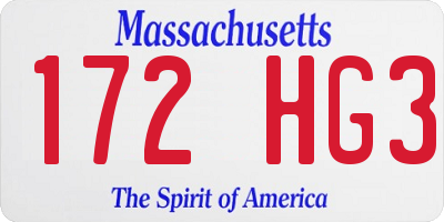 MA license plate 172HG3