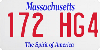 MA license plate 172HG4