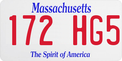 MA license plate 172HG5