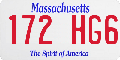 MA license plate 172HG6