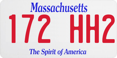 MA license plate 172HH2