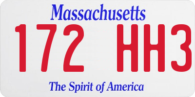 MA license plate 172HH3