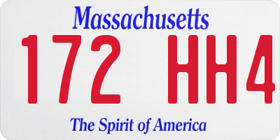 MA license plate 172HH4