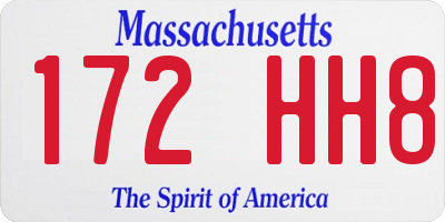 MA license plate 172HH8