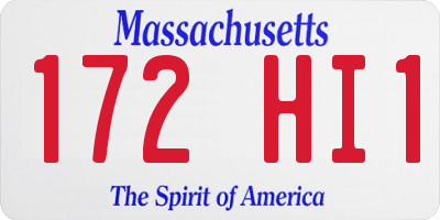 MA license plate 172HI1