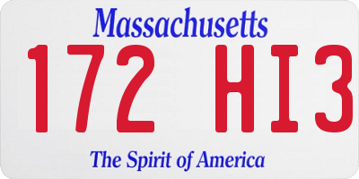MA license plate 172HI3
