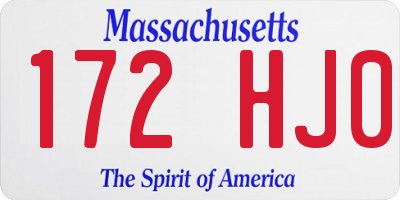 MA license plate 172HJ0